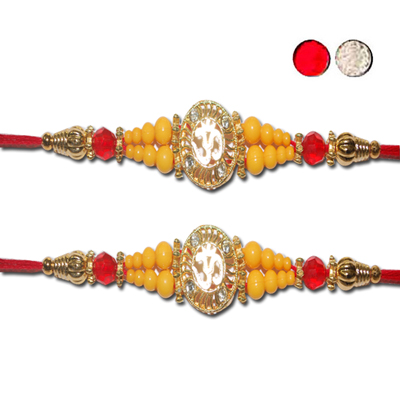 "Designer Fancy Rakhi - FR- 8010 A - Code 185 (2 RAKHIS) - Click here to View more details about this Product